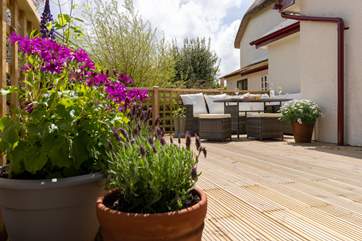 The decking area, in the background you can see the corner of the inn.
