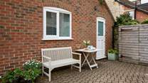 A sweet spot for a morning coffee (there are chairs available for five).