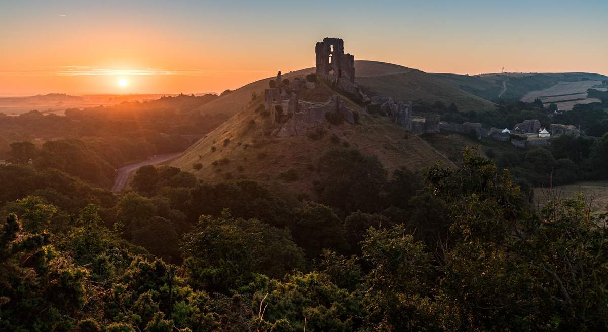 Historic Corfe Castle is a twenty minute drive away.