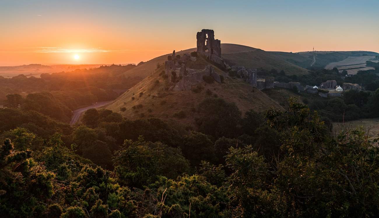 Historic Corfe Castle is a twenty minute drive away.