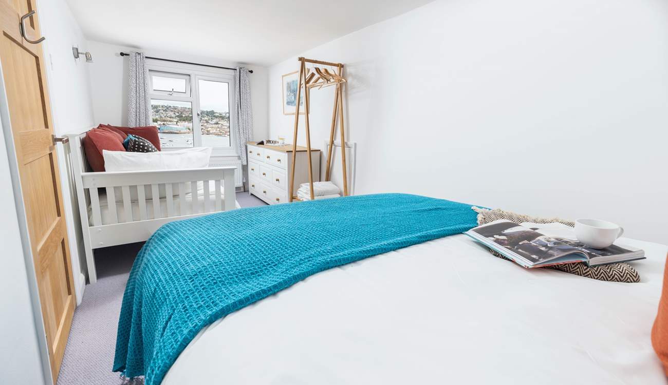 Bedroom 2 has a double bed and a single day bed (and amazing views!).