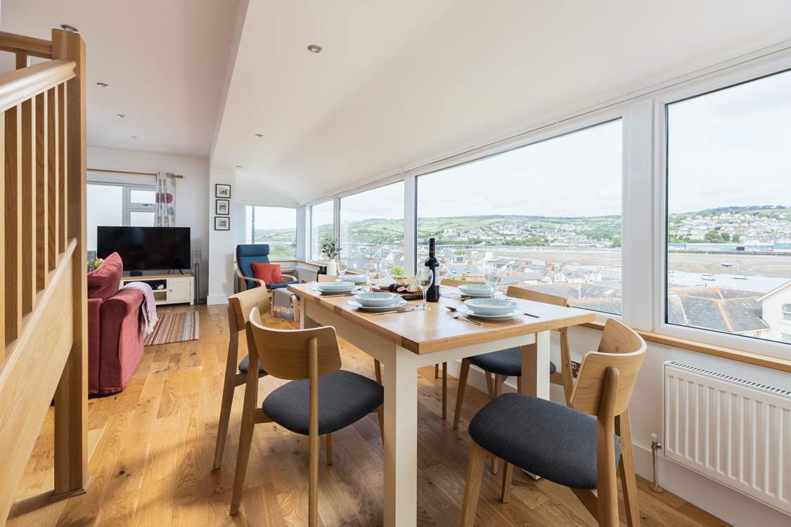 Enjoy leisurely meals with a pretty backdrop.