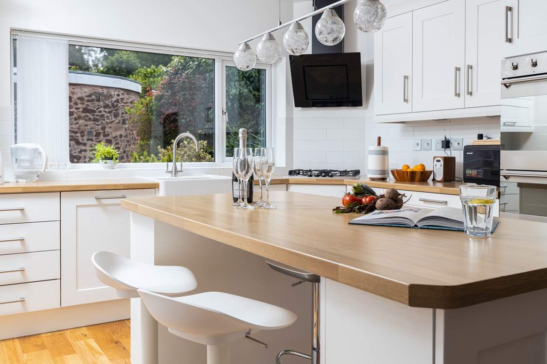The light and airy kitchen space.
