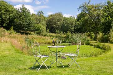 Such a peaceful setting with views of the pond and surrounding countryside.