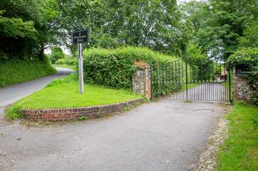 Double gates leading to Gunbanks Forge.