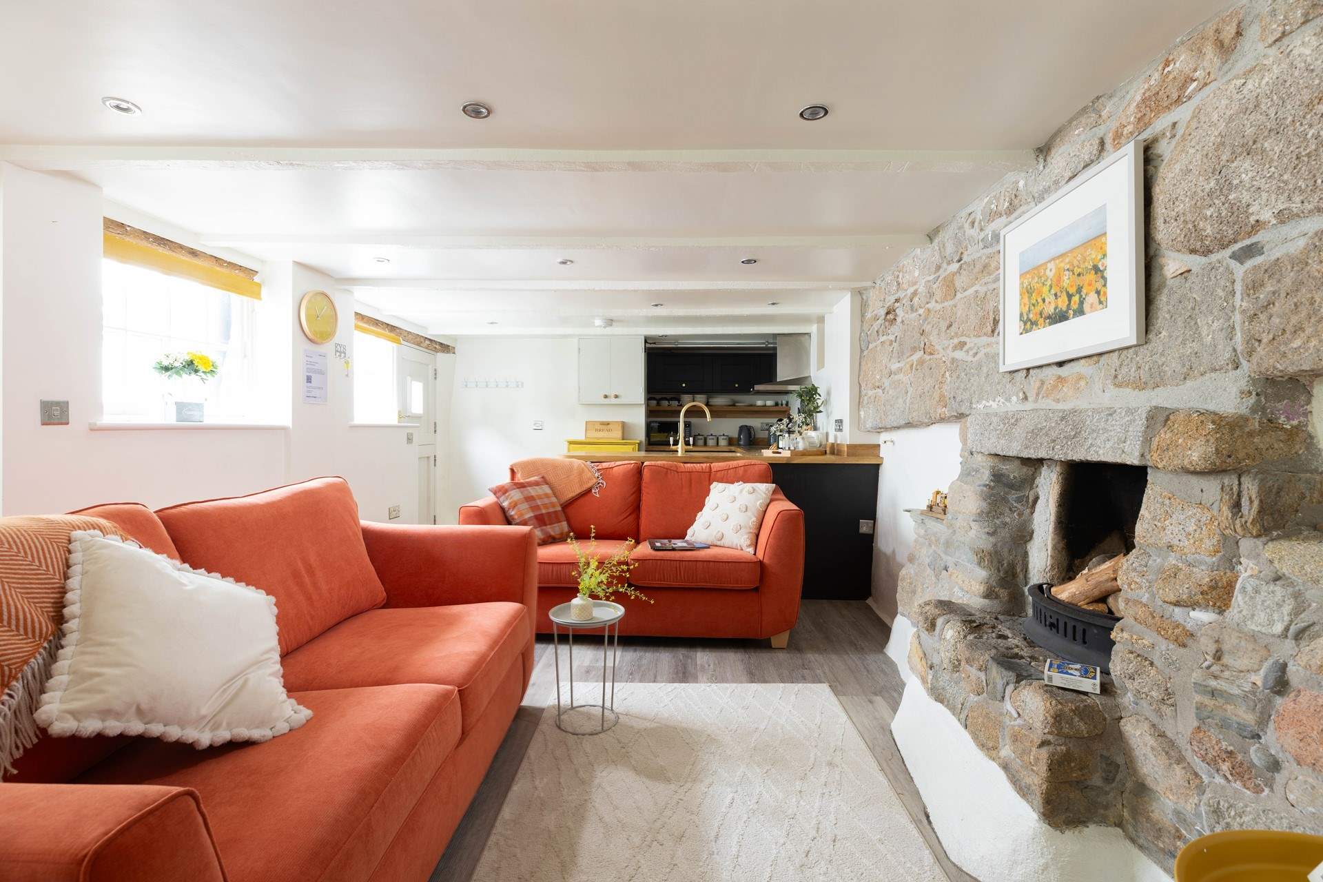 The lovely open fire is just perfect on chillier days. 