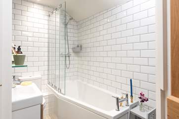 The bathroom with a shower and bath perfect for a long soak.