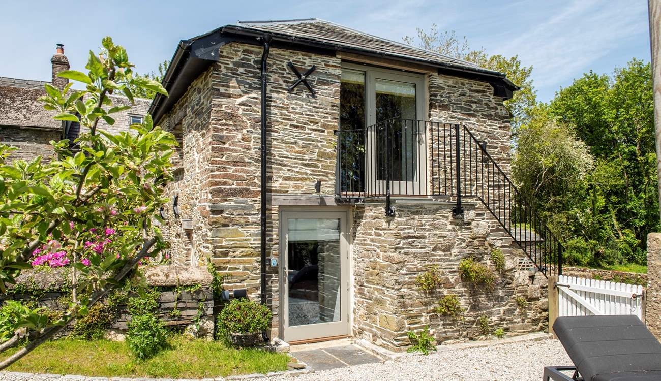 Steps lead up to the door into the living-room and there is also a door to bedroom on the ground floor - saves lumbering your cases up and down the stairs.