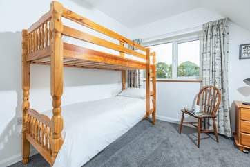 The kids will love bedroom 3 with three-foot bunk-beds.