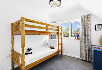 The kids will love bedroom 3 with three-foot bunk-beds.