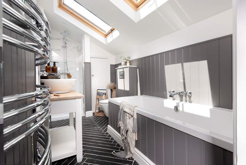 The family bathroom has a separate shower and a double ended bath, perfect for those who enjoy a leisurely soak
