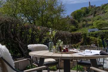The sunny private patio.
