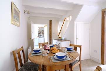 Sitting around the lovely oak table is the perfect place to discuss your adventures.