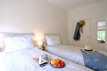 Bedroom two has three-foot twin beds that can be made up as a super-king, ideal for family or friends.