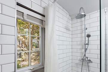 Natural light fills the shower-room.
