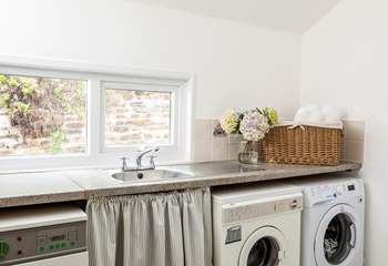 The handy utility-room has a washing machine and separate drier. The perfect room for all your beach clobber or walking clothes. 