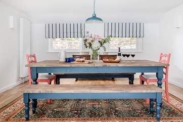 There is plenty of space around the dining-table for family and friends.