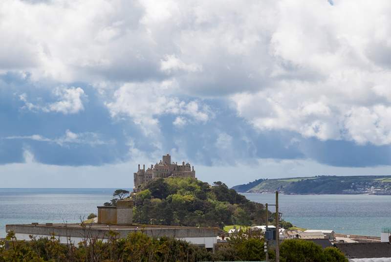 The view of St Michael's Mount taken from the Velux window, in the main bedroom on the second floor. 