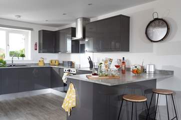 A lovely modern kitchen equipped with all you will need for your holiday in west Cornwall.