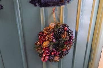 Just one of the seasonal wreaths The Thatched Cottage has.