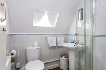 The shower-room on the second floor - separate to the bathroom on the same floor, reached via a narrow landing.