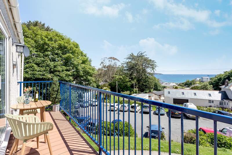 The balcony looking out to Swanpool Beach and over the private parking for your car.