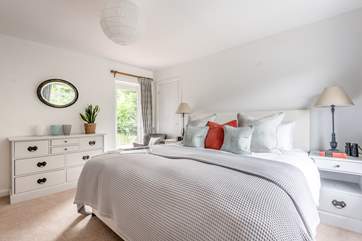 Bedroom three has a 'zip and link' super-king or twin beds plus a little balcony over the garden towards the back of the house.