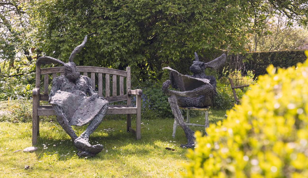 Explore the peaceful grounds and discover the owner's impressive artwork.