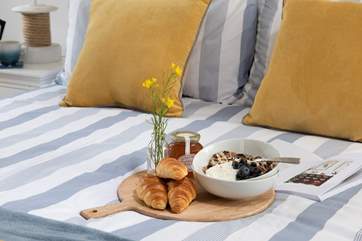Breakfast in bed? Why not, you are on holiday.