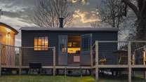 As dusk falls, the shepherd's hut becomes even more enchanting. 