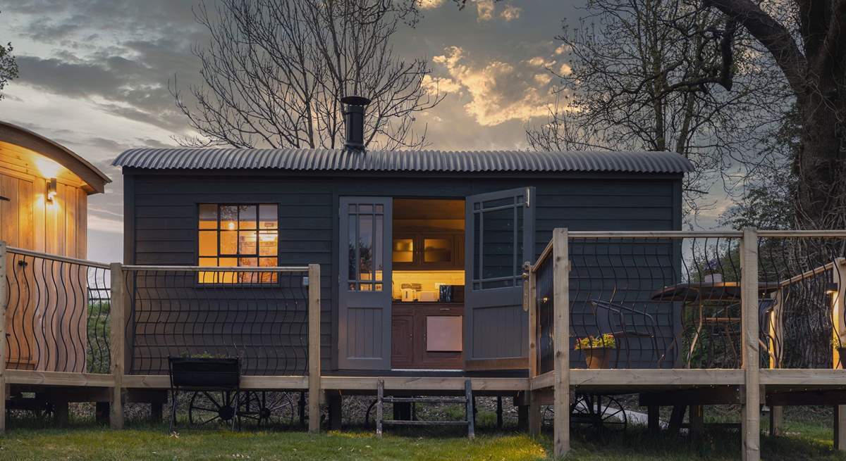 To the left of the hut is where your luxurious shower room sits.