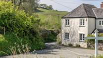Looking down the lane from the parking area - the cottage is just around the corner.