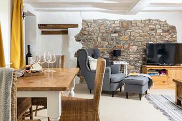 The cottage has lovely features that add character and charm.