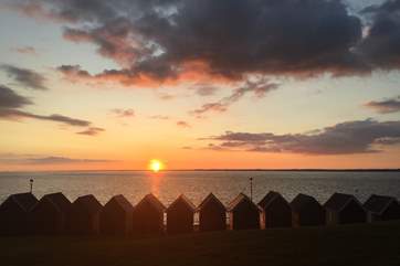 Stunning sunsets to admire in the evenings from Gurnard sea front.
