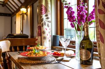 Enjoy a meal whilst looking out onto the beautifully planted courtyard garden.
