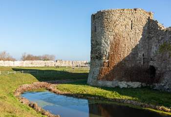 Explore the grounds at Pevensey Castle.