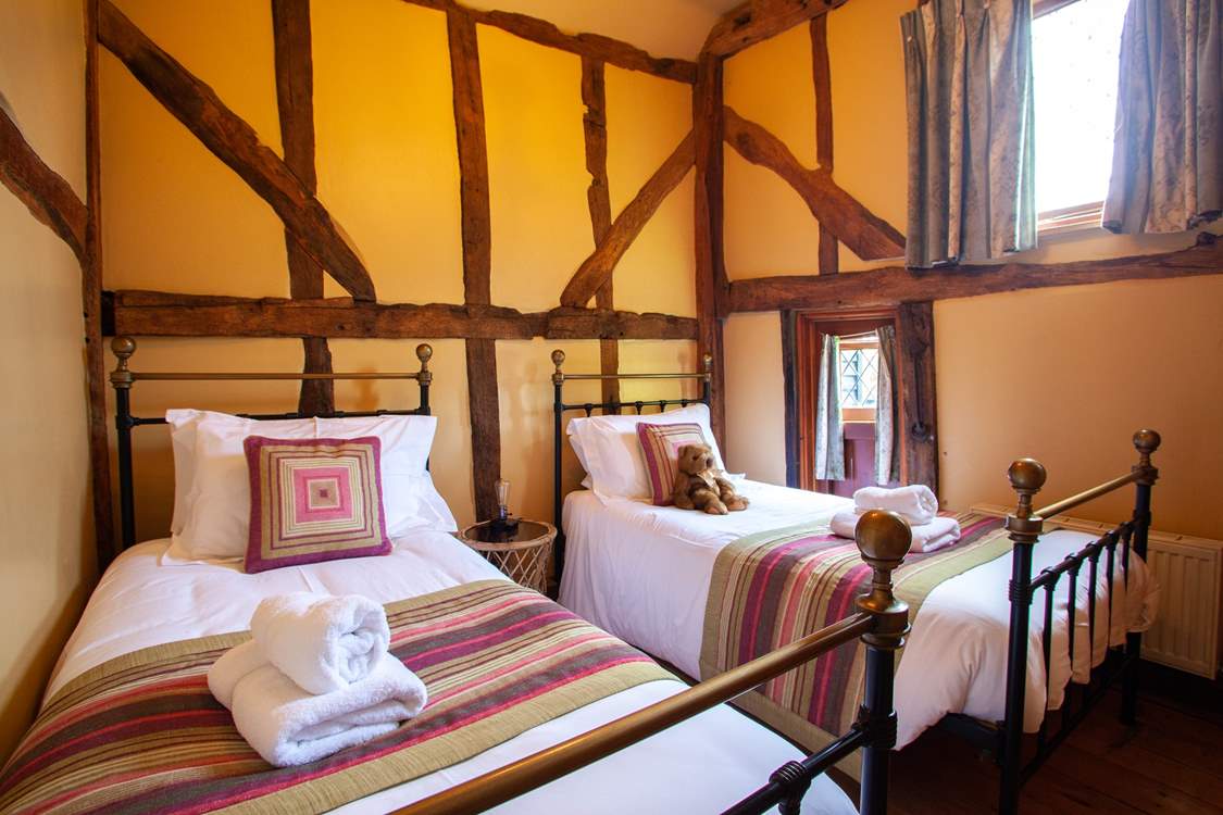The ground floor twin room is bursting with character great for children or adults. Take care of the low beam as you enter the room.