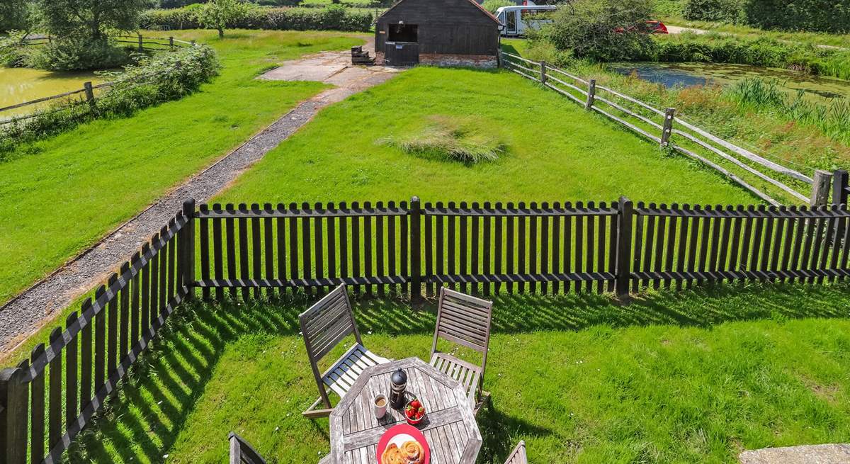 View of the garden and surrounding farmland.