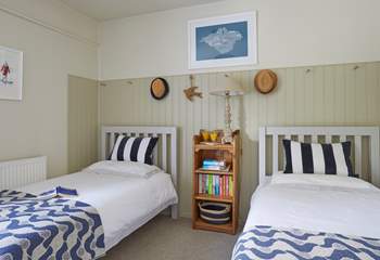 The lovely twin bedroom on the first floor.