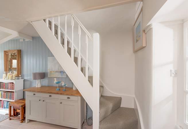 The stairs are typical of those in Cornish cottages and are narrow and steep in places. 