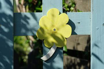A primrose of course on the garden gate!