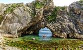 The geology of the nearby coastline is spectacular. - Thumbnail Image