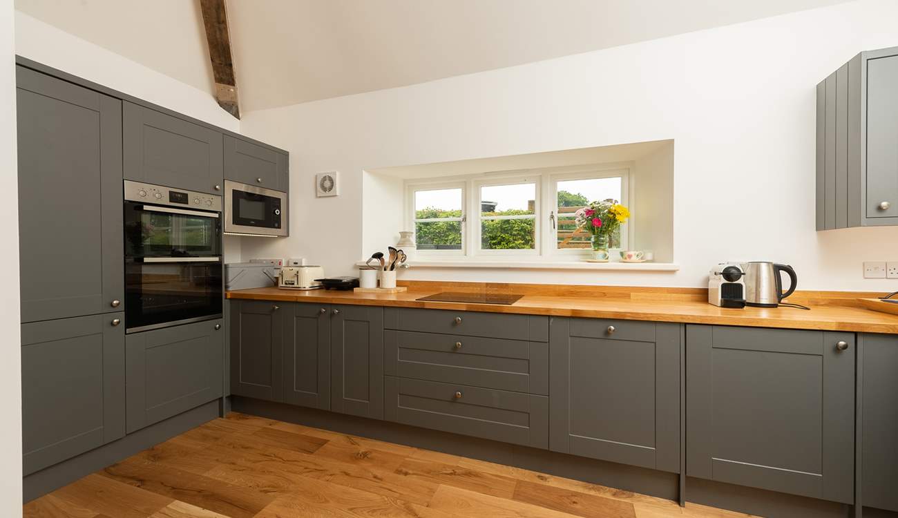 The kitchen is well-equipped.