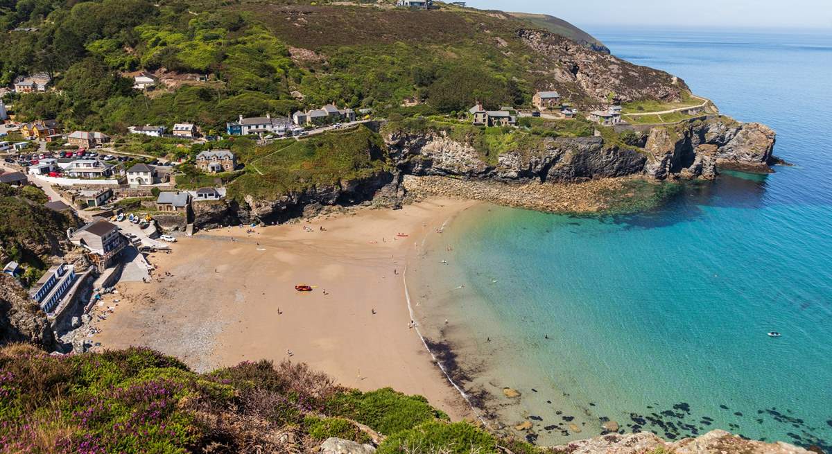 Trevaunance Cove at the bottom of St Agnes, perfect for learning to surf or just having fun in the water.