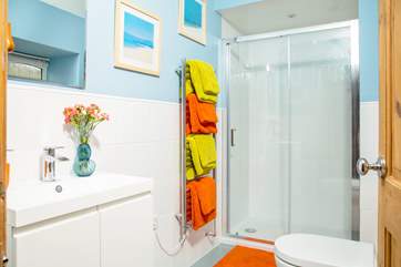 The family shower-room with a walk-in shower.
