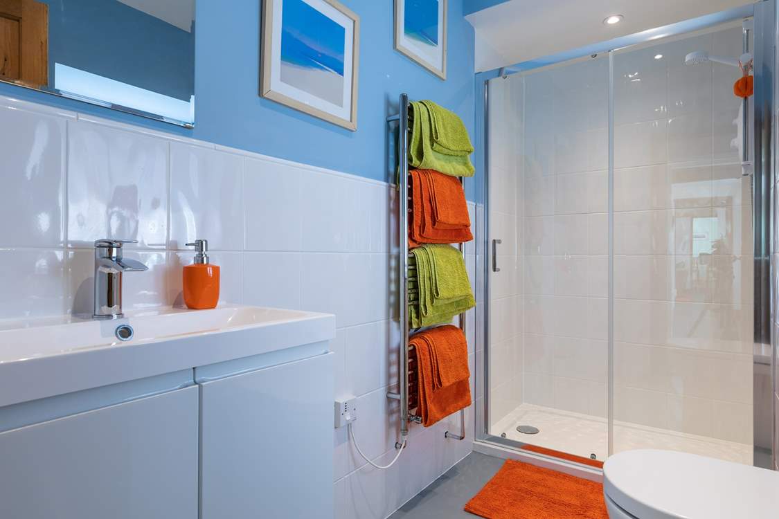 The family shower-room with a walk-in shower.