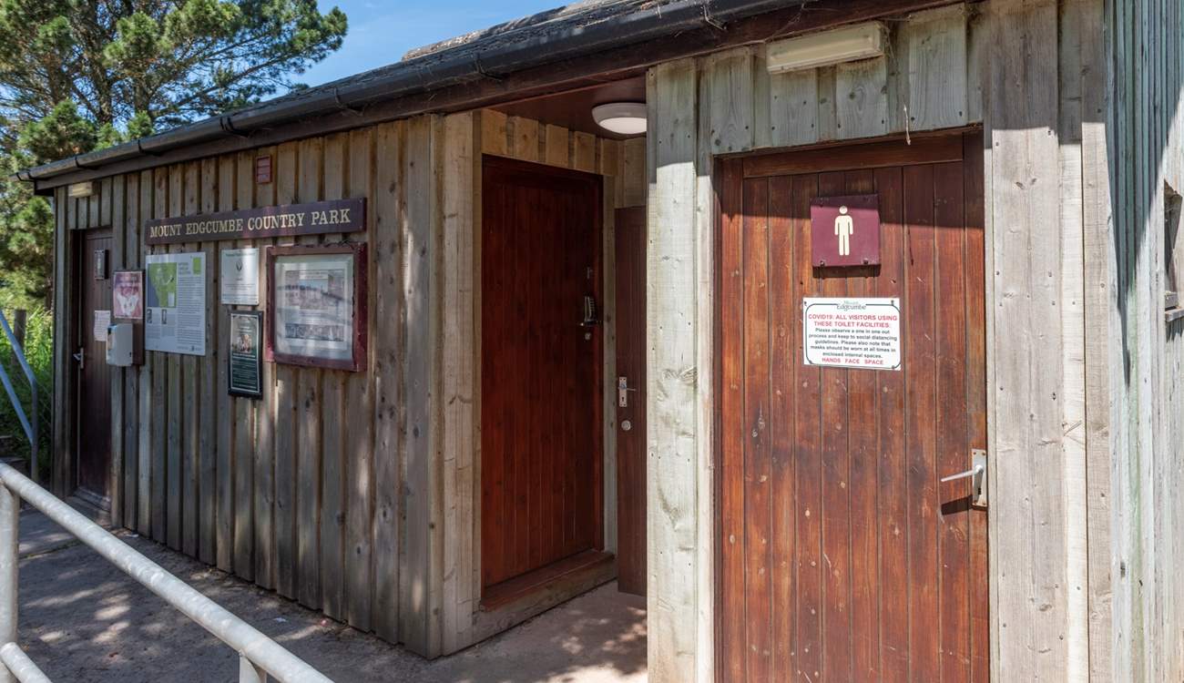The shared toilet and shower  facilities can be found at the bottom of the field.