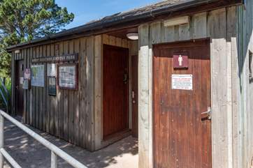 The toilet facilities can be found at the bottom of the field.