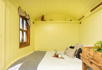 The dining area can be transformed into an inviting double bed.