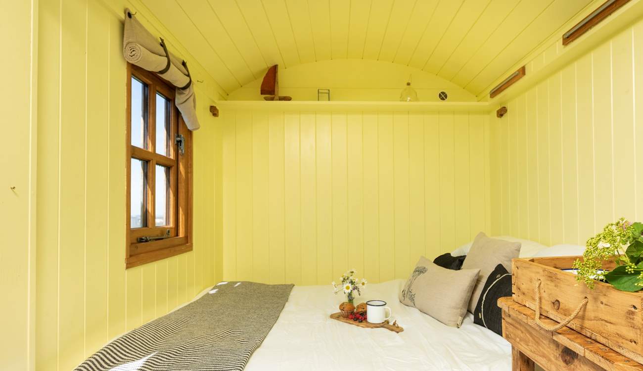 The dining area can be transformed into an inviting double bed.